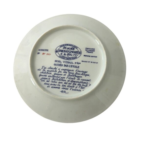 D’Arceau Limoges Christmas Plate Three Kings Stained Glass 8.5” 1981 Porcelain - Picture 2 of 14